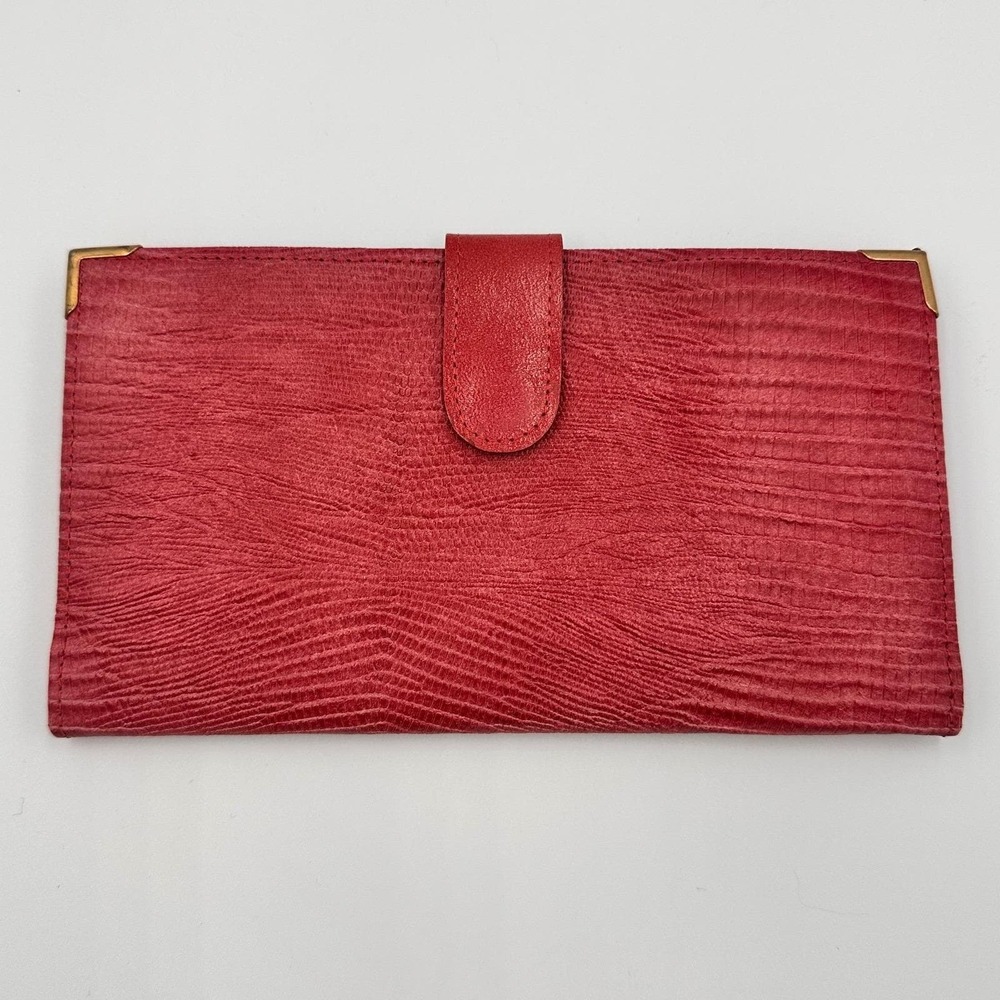 Princess Gardner Red Snake Pattern Leather Calculator Bifold Wallet - Vintage